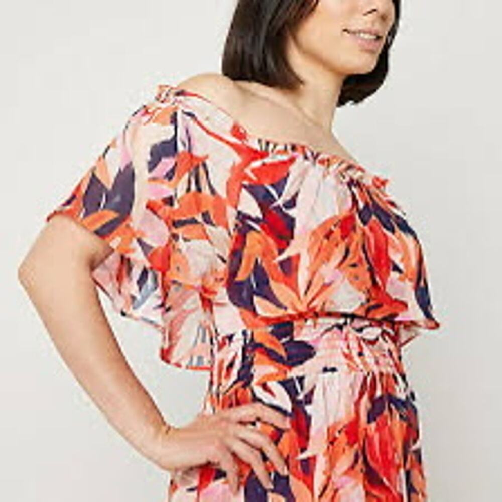 Rabbit Rabbit Rabbit Floral Design Off the Shoulder Maxi Dress, B79, 20W,